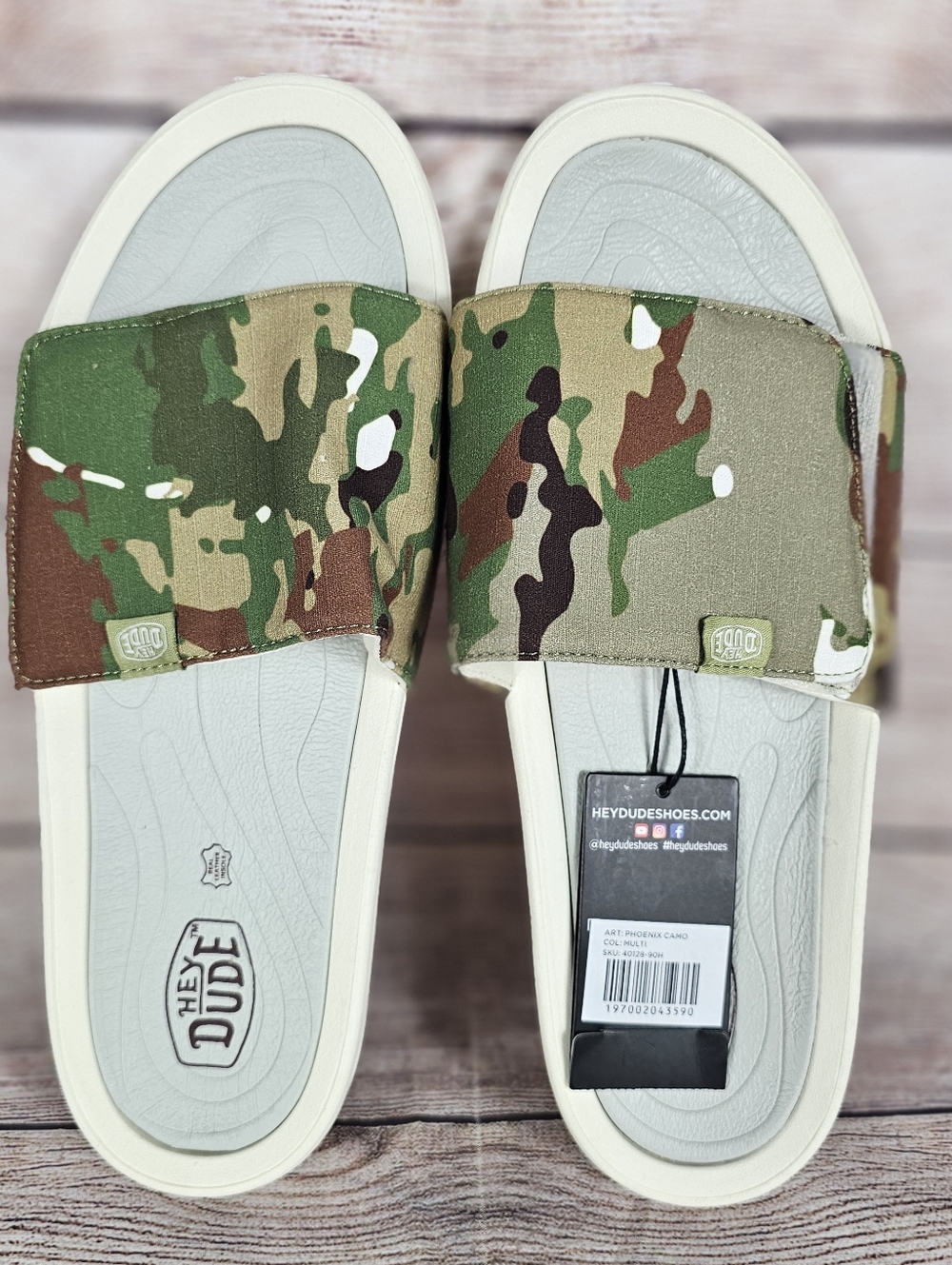 NEW Hey Dude Men's Phoenix Camo Slide Sandals Size 11 (40128-90H) - Picture 3 of 6